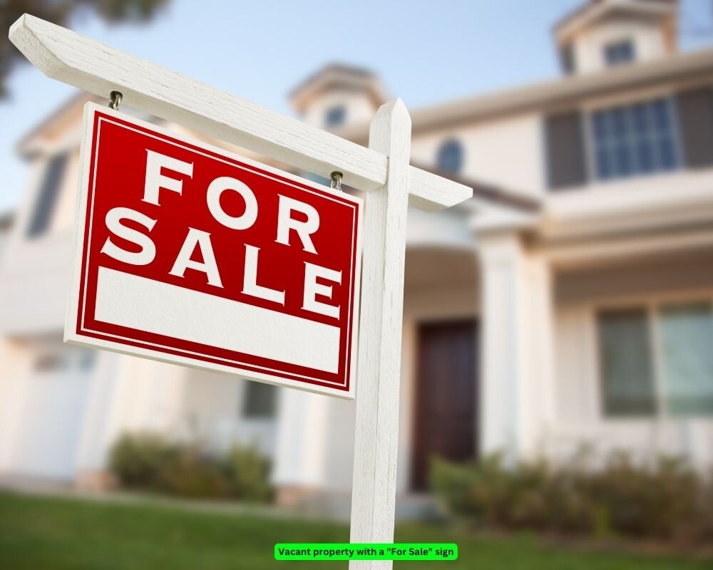 Vacant property for sale, indicating the difficulties of selling an empty home.