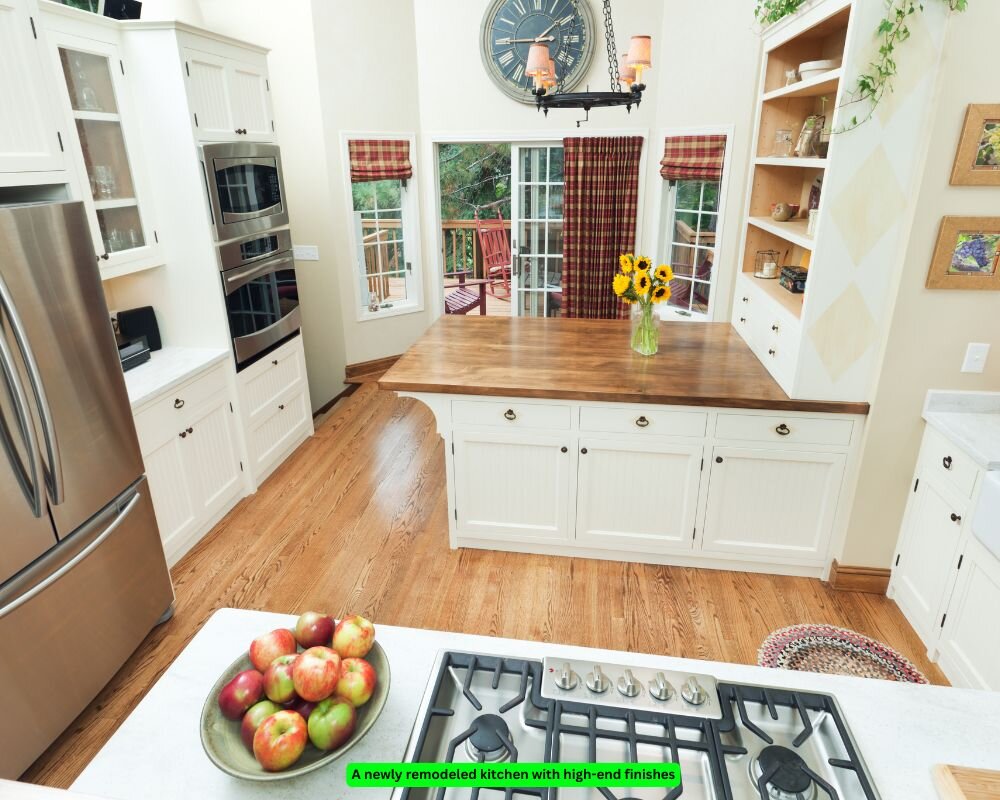 Remodeled kitchen with high-end finishes adding value