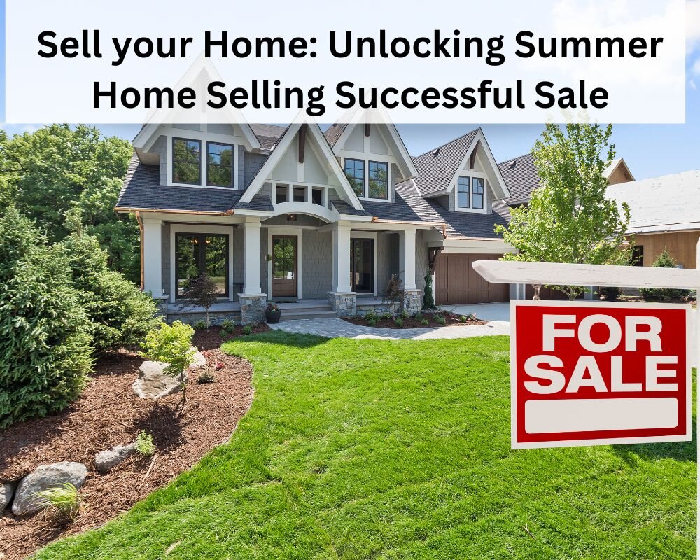 Home with vibrant summer landscape and bright sunny sky