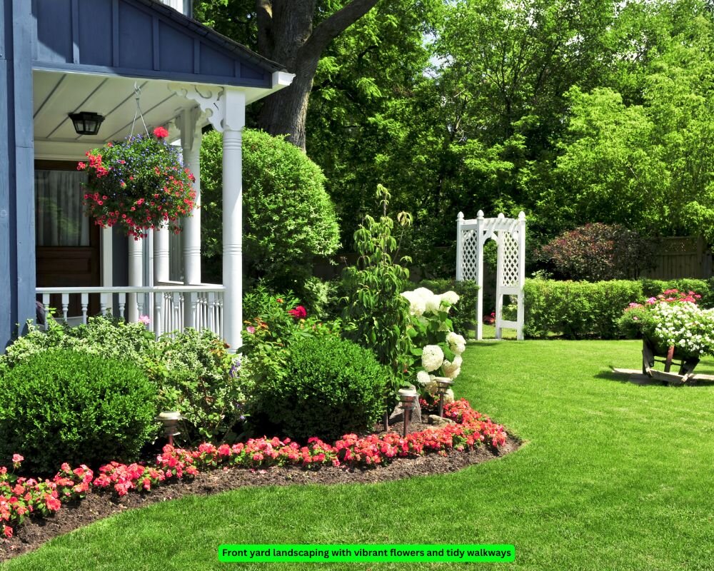 Beautifully landscaped front yard improving home’s curb appea