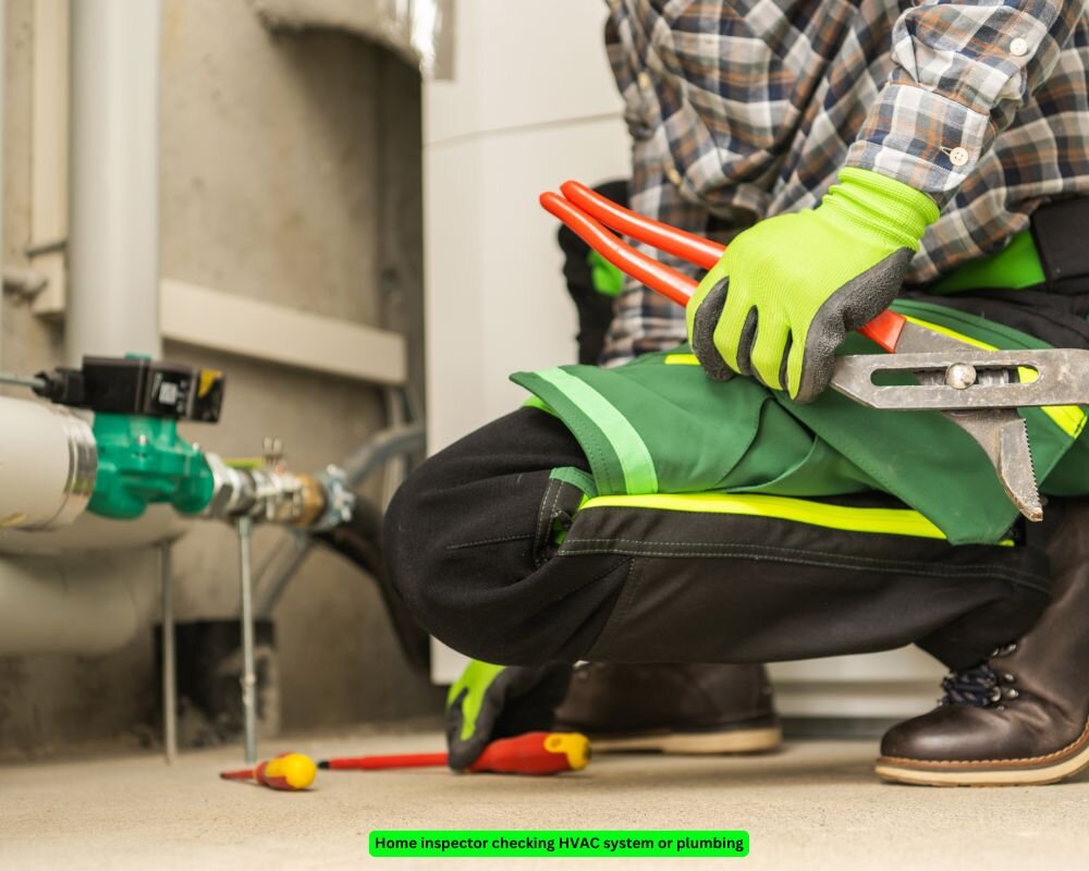 Home inspector assessing HVAC system for improvement