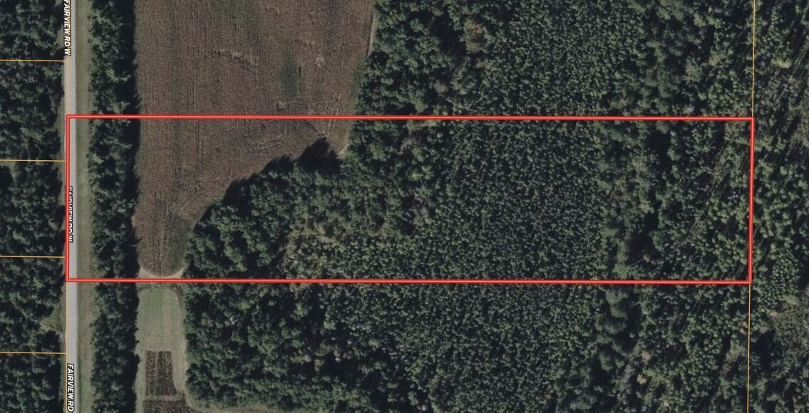 Rusk County Wisconsin 10-acre property boundary along Fairview Road West
