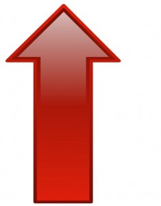 Red up arrow