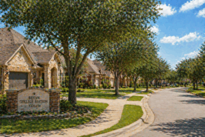 residential neighborhood in Bryan College Station Texas representing relocation and quality of life
