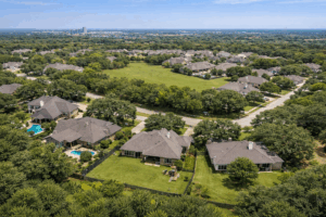 Oak Meadow neighborhood in Bryan College Station Texas with large lots and mature trees