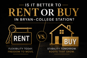 residential home in Bryan College Station Texas representing decision between renting and buying