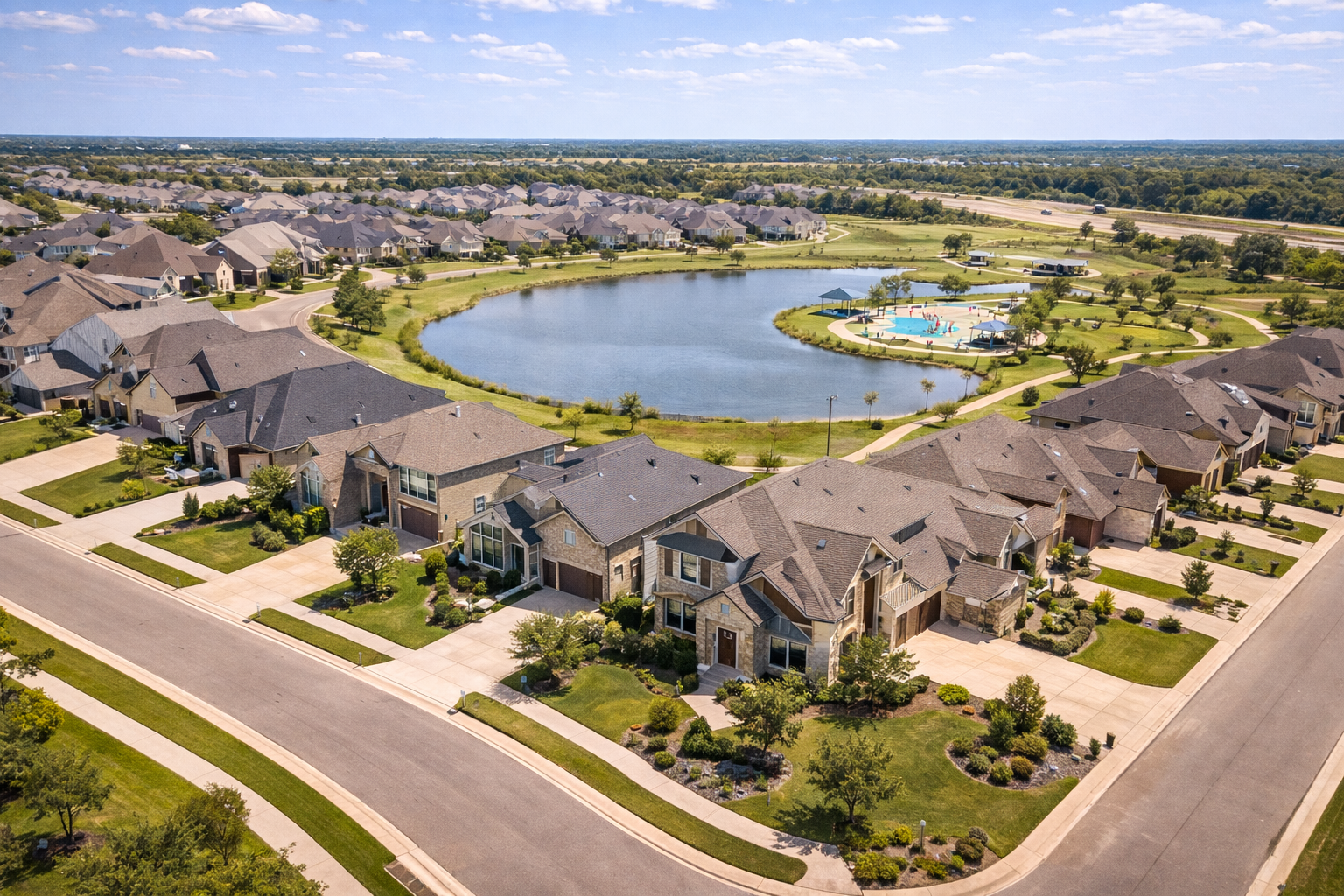 Southern Pointe neighborhood in College Station Texas with lakes and trails
