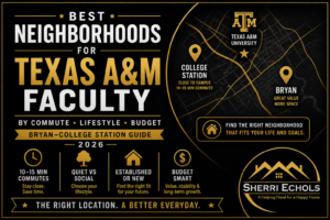 residential neighborhoods near Texas A&M University in College Station Texas representing faculty housing options