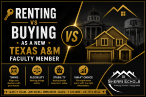 residential homes in College Station Texas representing renting vs buying decisions for Texas A&M faculty relocation