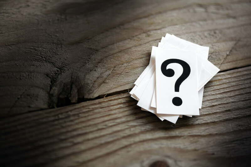 Question mark heap on table