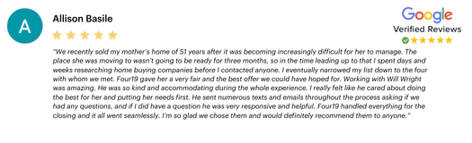 Alliston Basile - Four 19 Properties Google Review