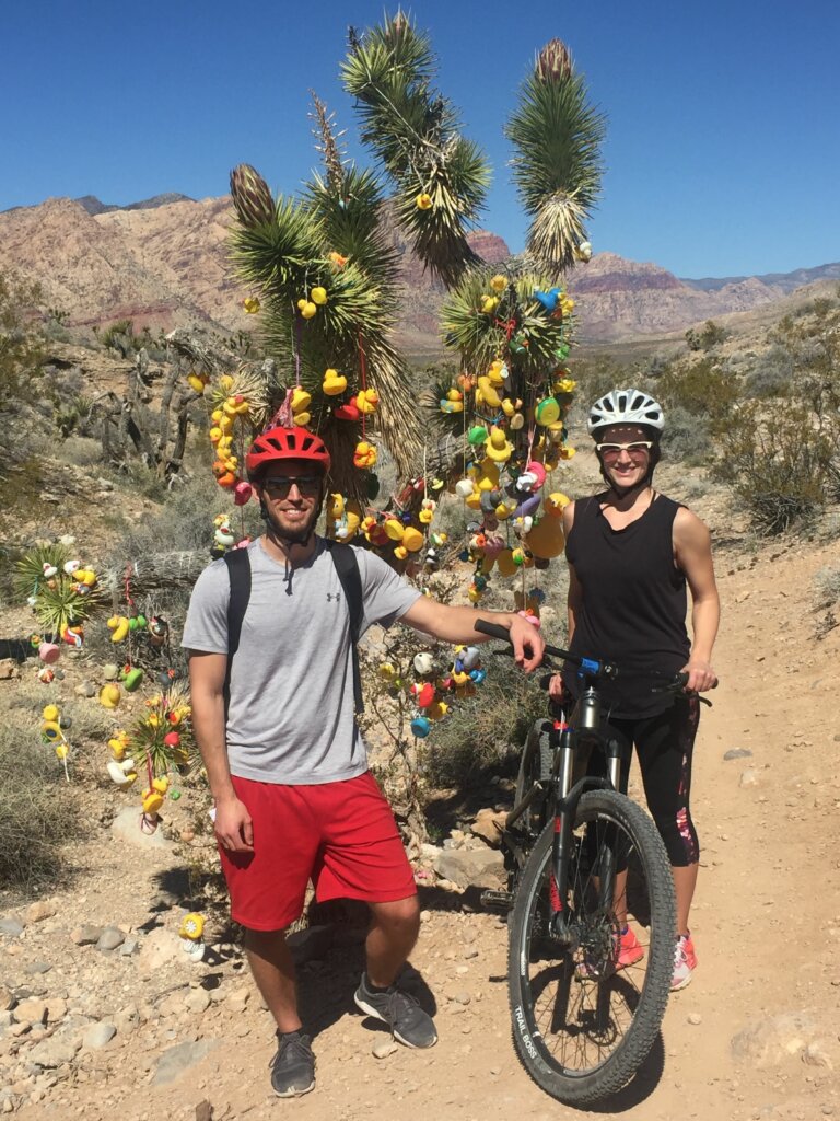 Felicia & Andrew mountain biking in Nevada