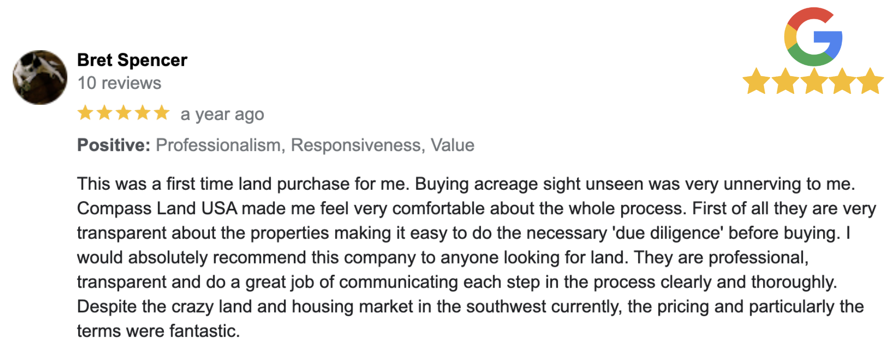 Bret Spencer's Testimonial for Compass Land USA