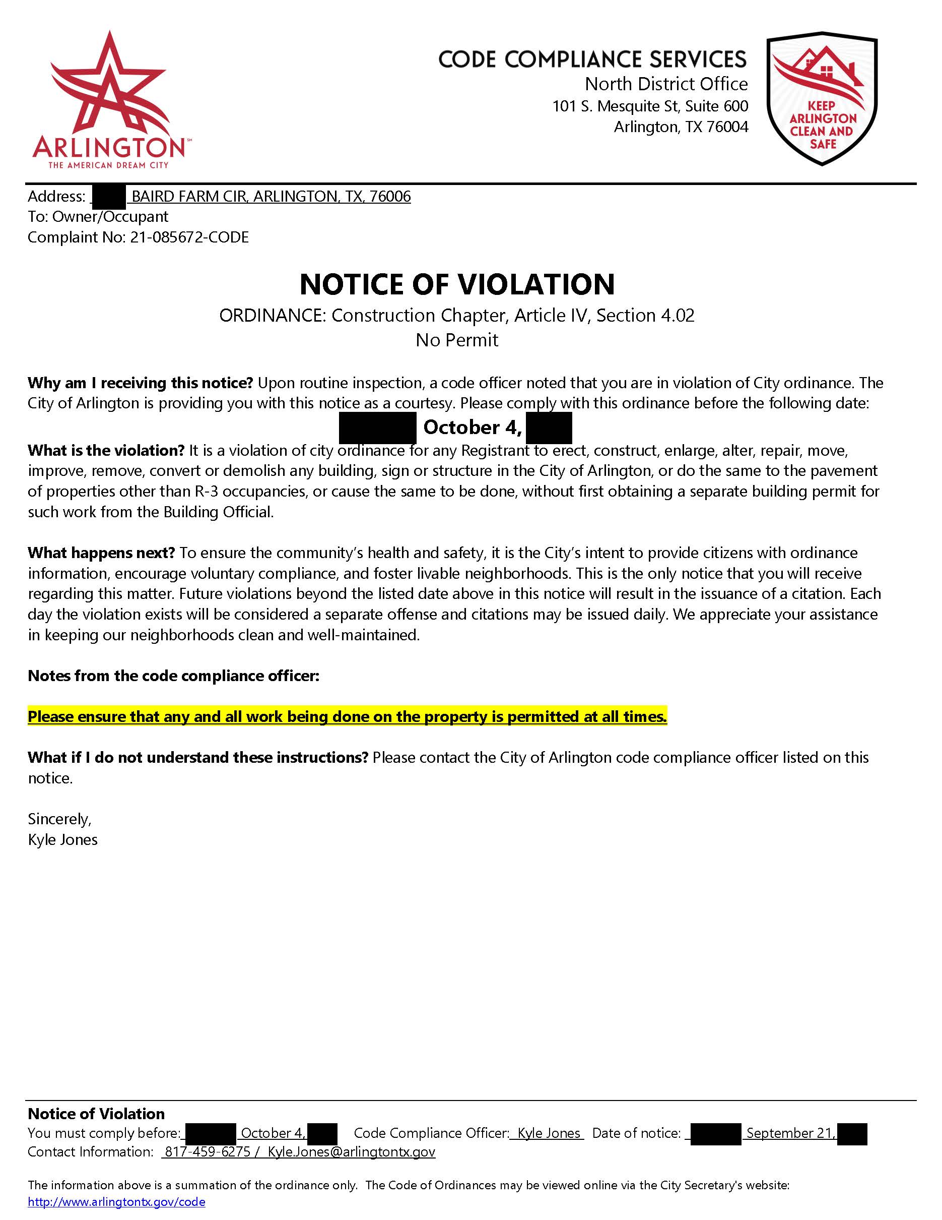 Oak Creek Condos - Arlington TX - Unpermitted Contractor Work Oak Creek Condos - Arlington TX - Unpermitted Contractor Work