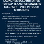 Love Investors press release graphic announcing homeowner relief options in Texas, including fast cash offers and foreclosure help.