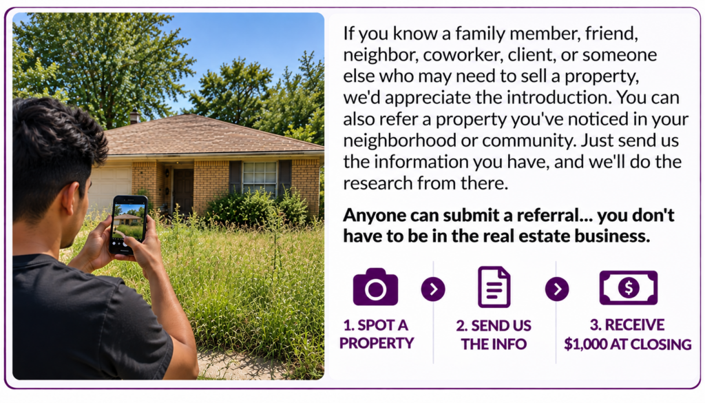 Refer a Texas property to Love Investors for a $1,000 referral payment