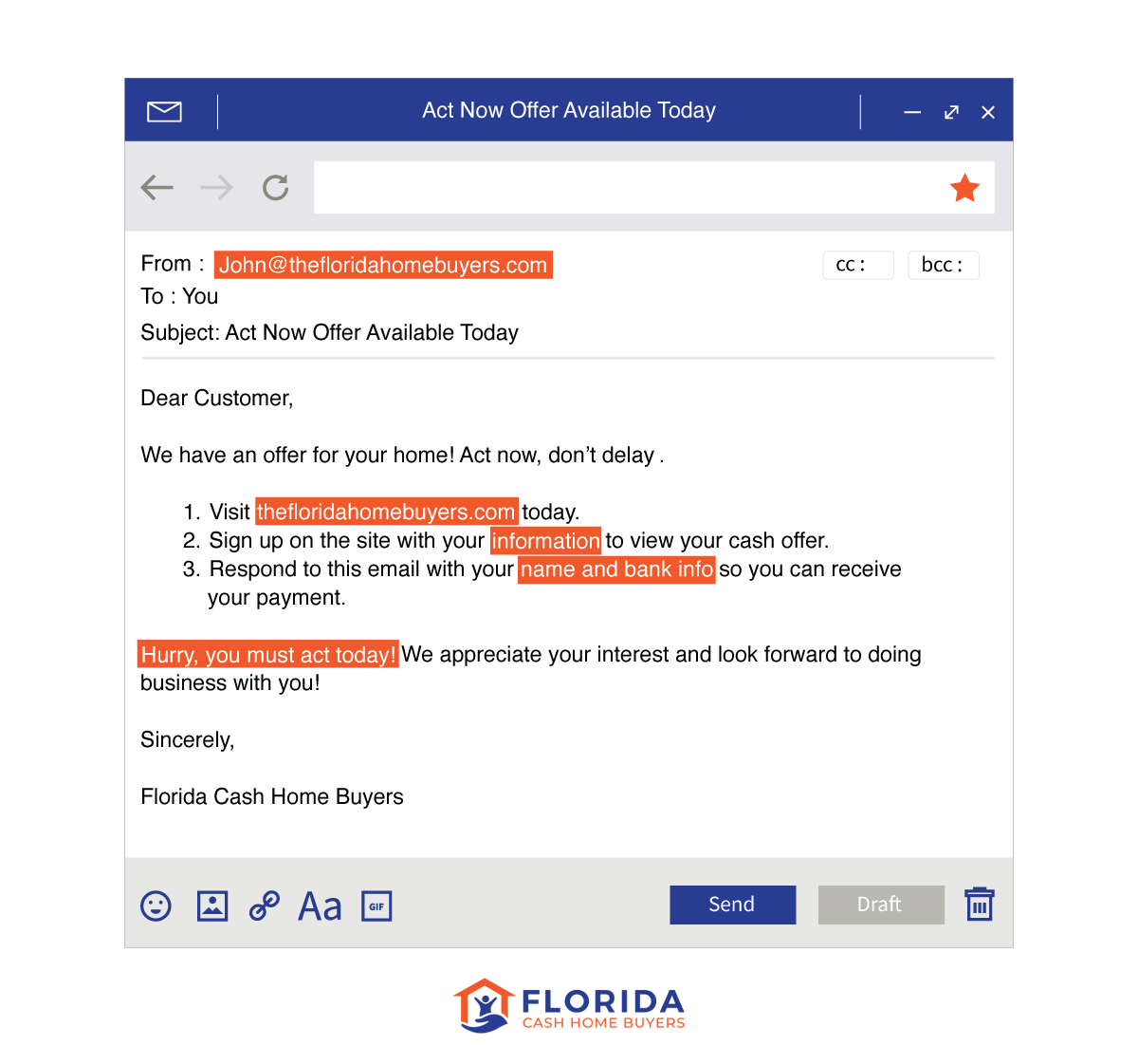 phishing email example real estate scam