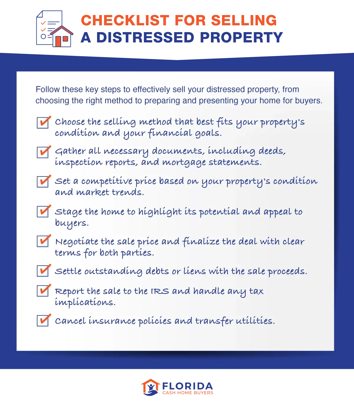 checklist of things you need to do when selling a distressed property
