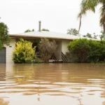 home in flood water