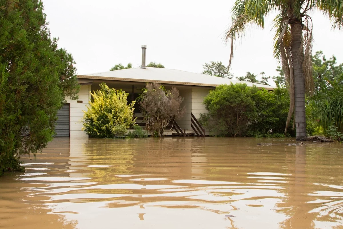 home in flood water