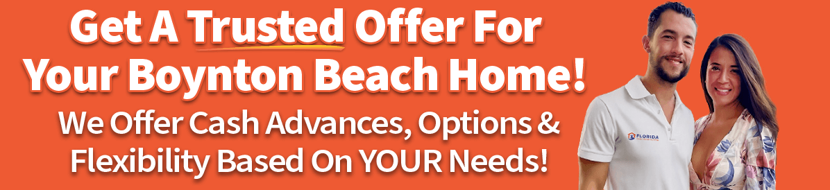 A picture of owners saying that you can sell your house in Boynton Beach quickly with a trusted cash offer