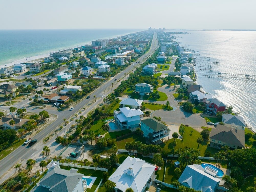 aerial view of pensacola houses