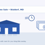 Clean blog banner with house silhouette, cash and clock icons, and ‘As-Is Home Sale • Waldorf, MD