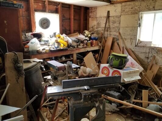Garage filled with stuff, an as-is house purchase.