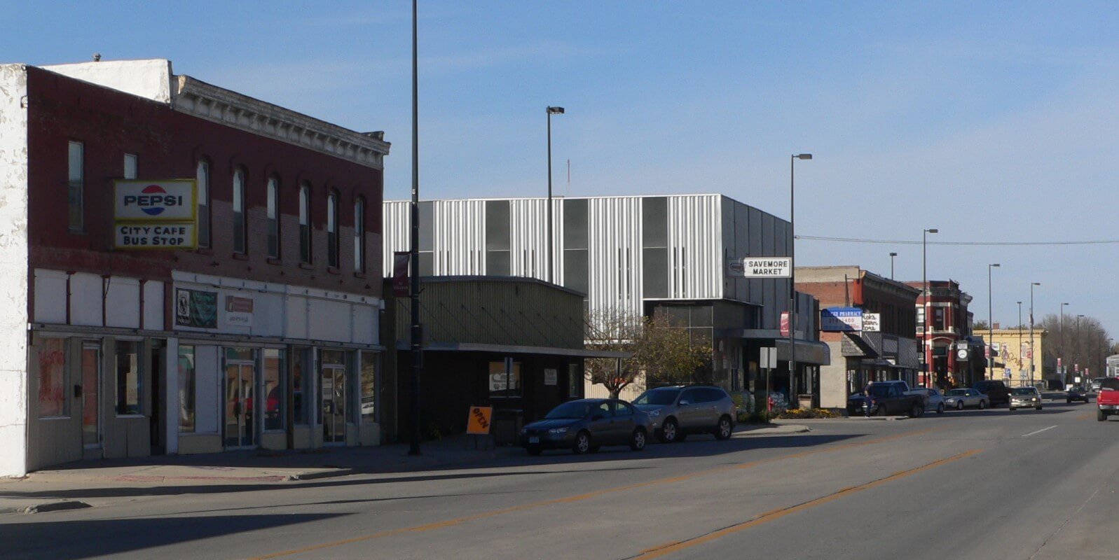 Businesses on a street in Tekamah, NE.
