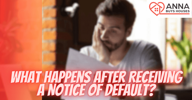 Man reading notice of default paperwork.
