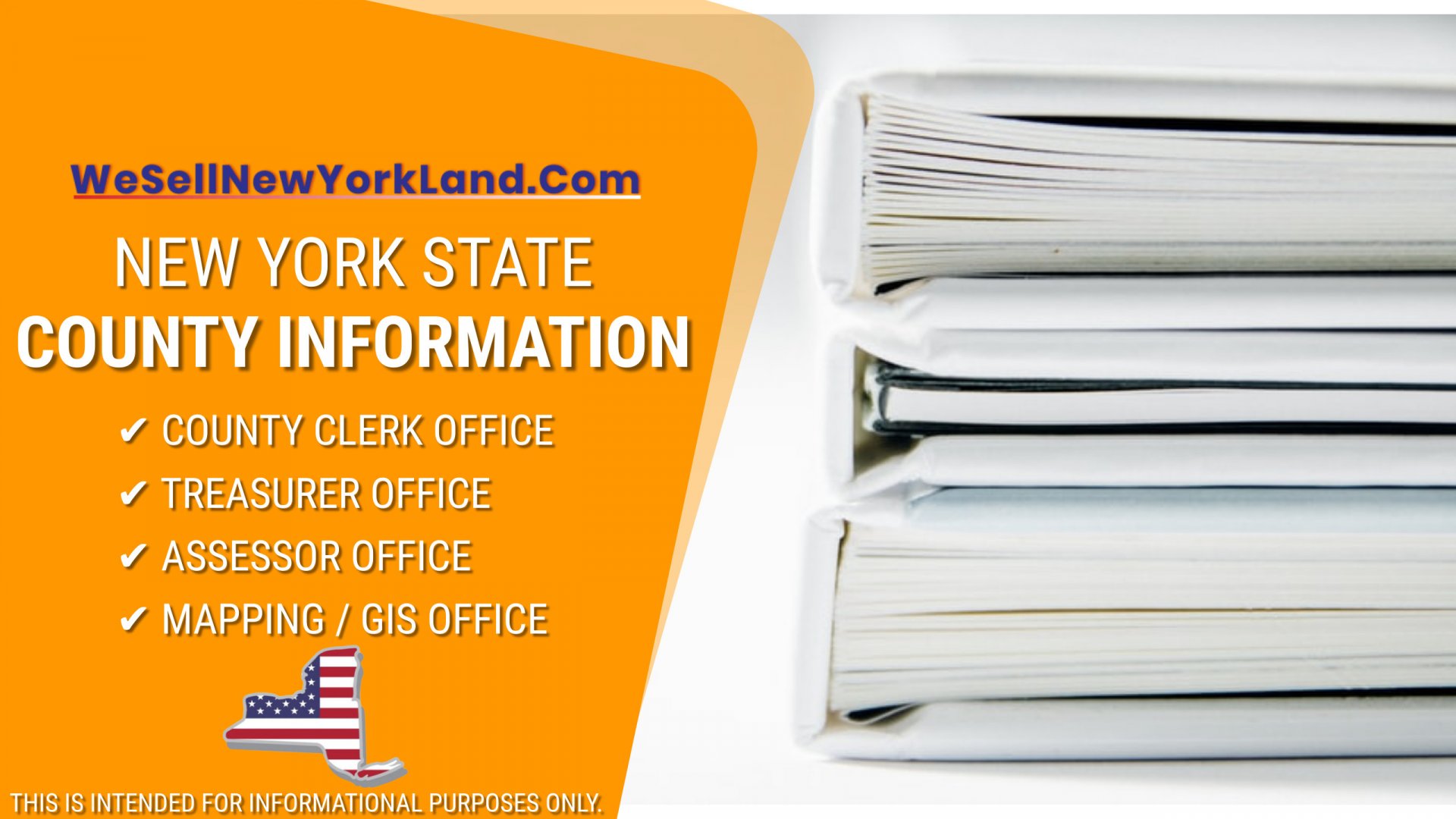 NY Land For Sale New York State County Information Banner www.WeBuyLandNewYork.com