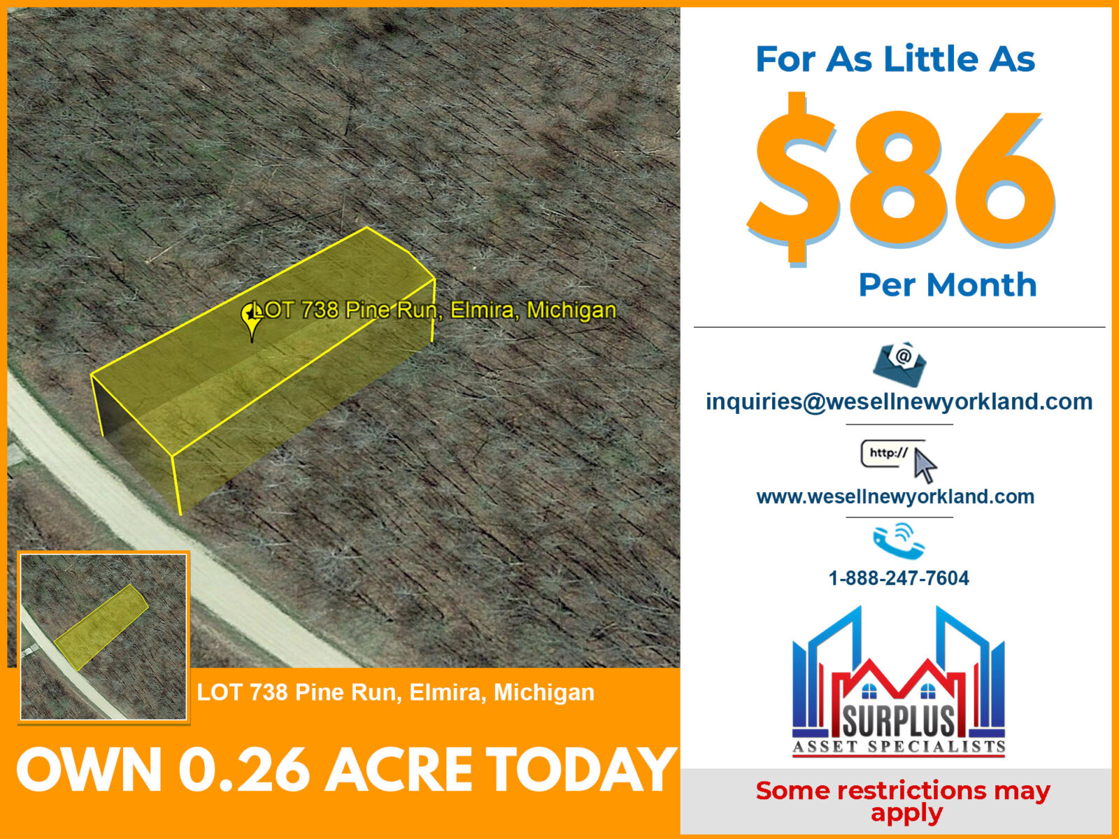Lot 738 Pine Run, Elmira, Michigan