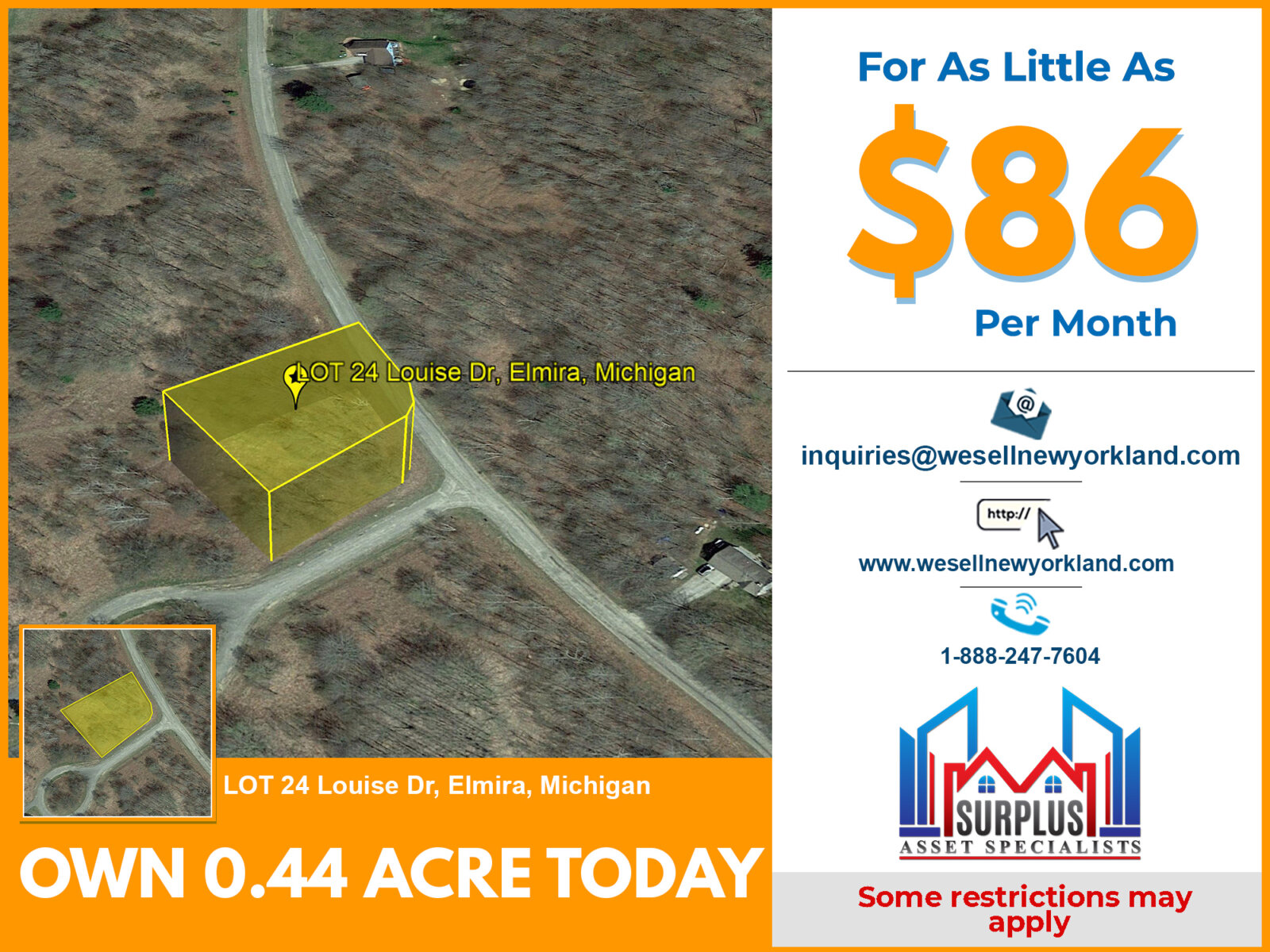 Lot 24 Louise Dr. Elmira, MI Main