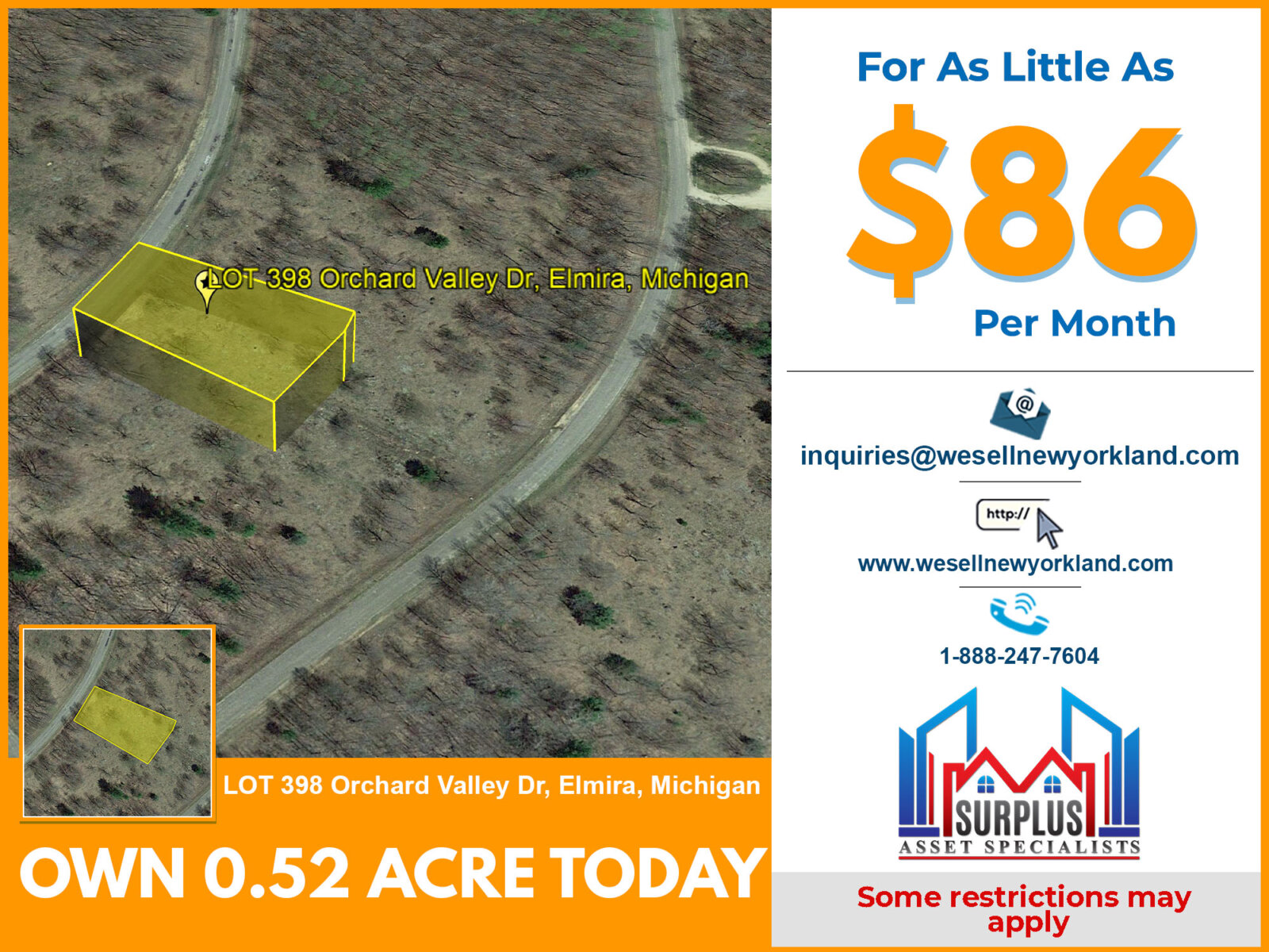 Lot 398 Orchard Valley Dr. Elmira, Mi