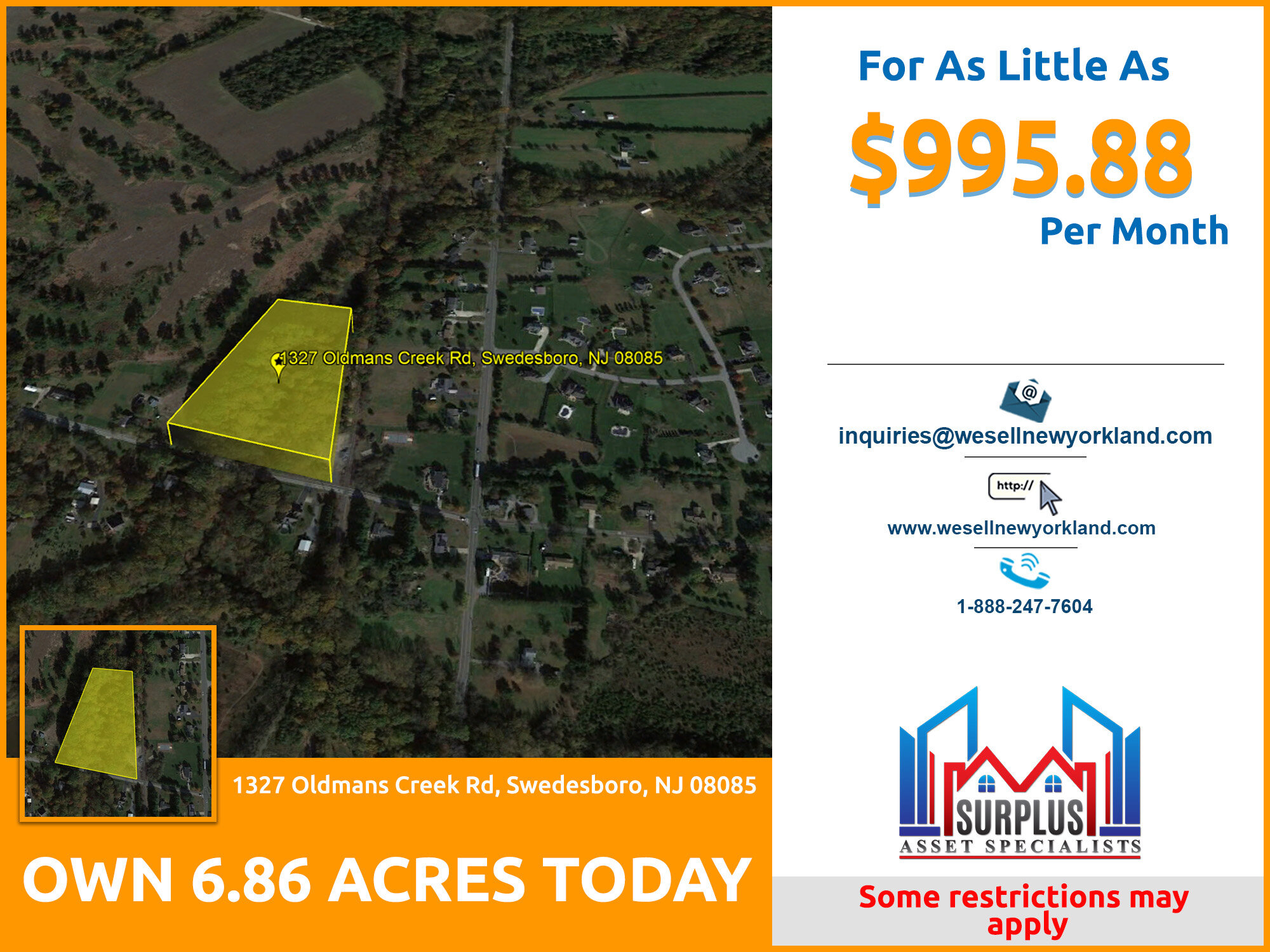 Oldmans Creek Rd, Swedesboro, NJ 08085 - www.WeSellNewYorkLand.com