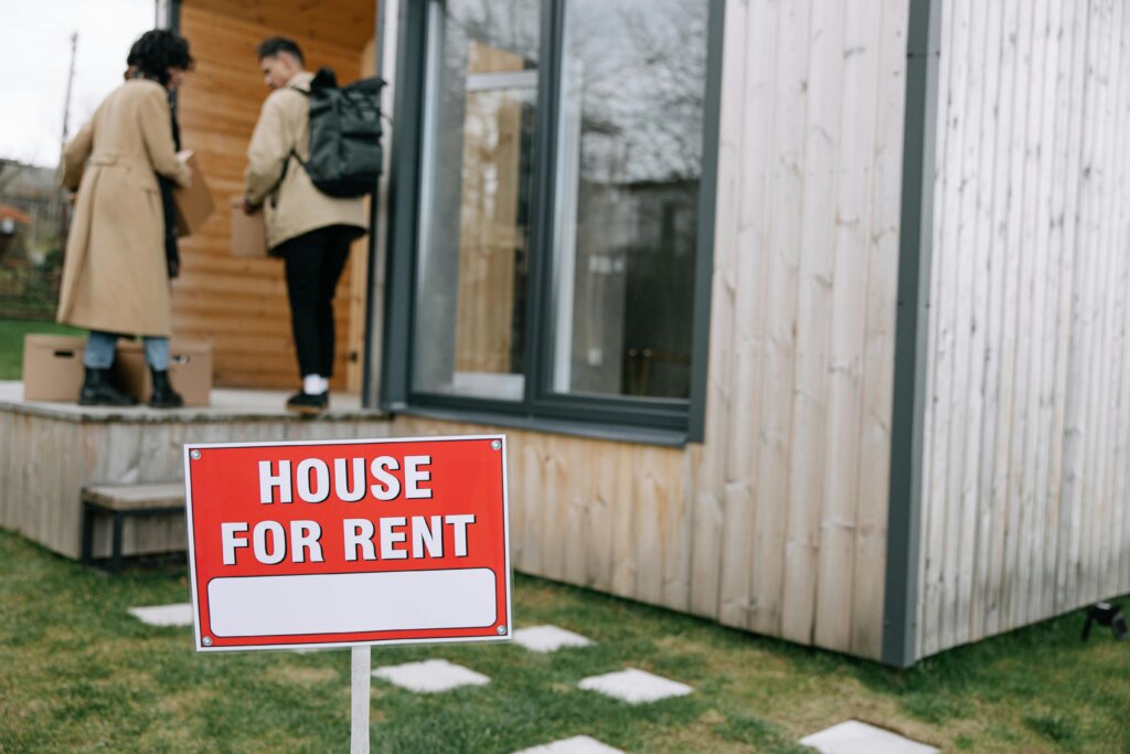 Picture shows a Rental Property with signage