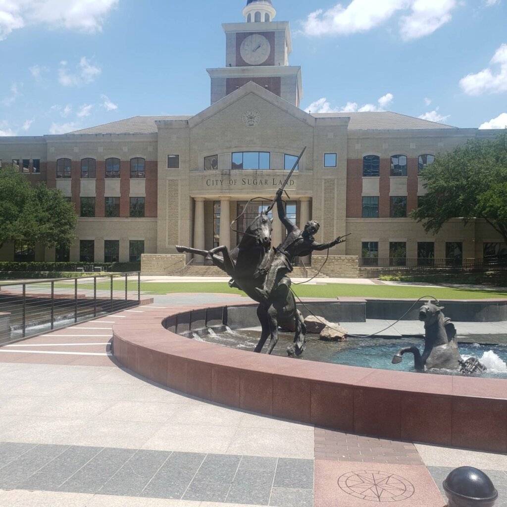 Man on horse city of Sugar Land