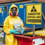 Professional in protective equipment (PPP) disposing of Asbestos