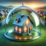Protective dome protecting a house symbolizing title insurance protecting your home