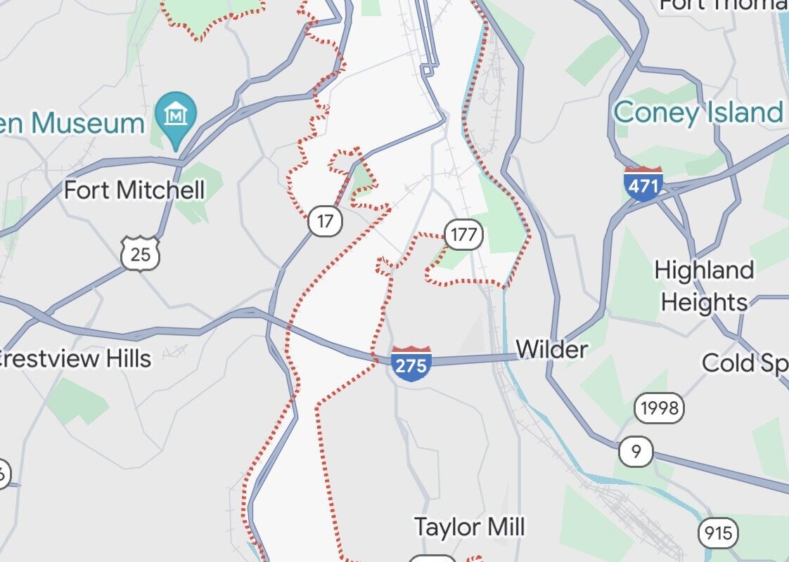 We Buy Houses In Covington KY, this is a screenshot of a map of Covington KY.