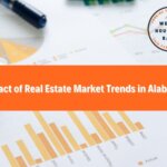 Front image of a blog titled " Impacts of real estate market trends in Alabama "and the title displayed in corporate typography