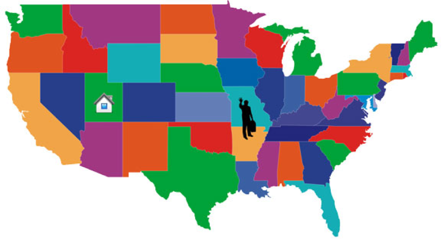 United States Map representing out of state home owners