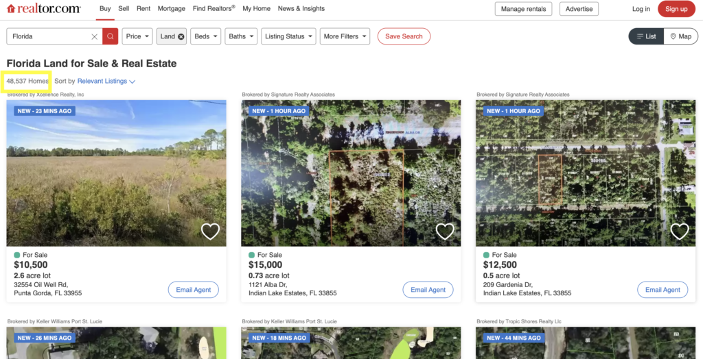 Florida land listings on realtor.com