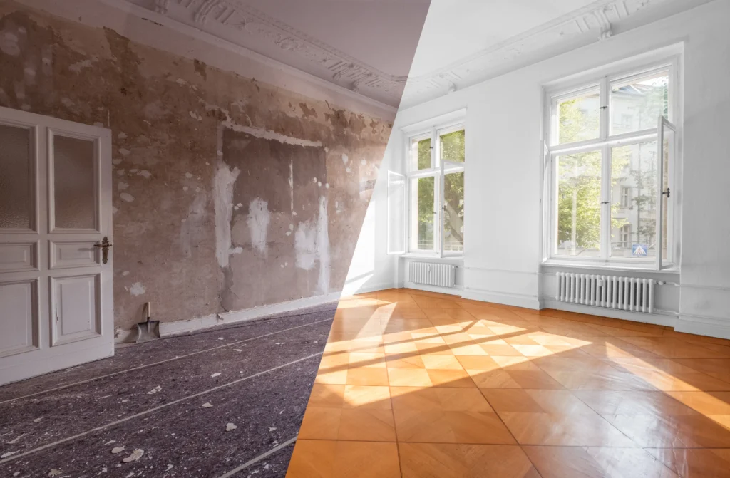 Homeowner comparing renovation and as-is sale options for a distressed property in Fennville, Michigan
