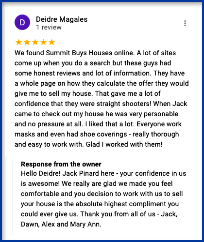 Here's A Review From Deidre Who Wanted To Sell House Fast In Massachusetts