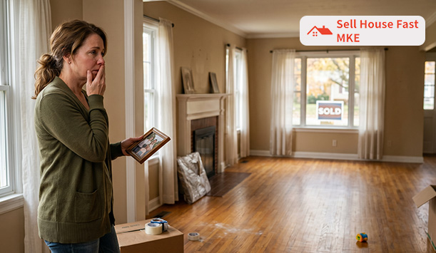 Emotional struggle of selling a family home concept