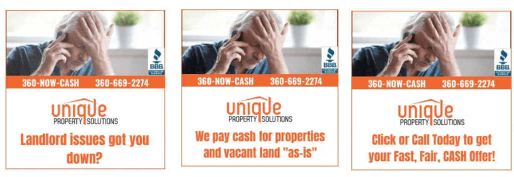 A sample of our "landlord/rental rescue" pop up ad with BBB