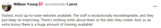 Carrot customer Facebook review