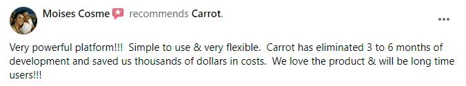 Carrot customer recommendation