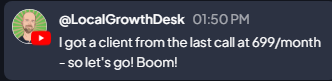 Carrot member shares reaching 1,300 dollars in monthly recurring revenue after landing multiple local clients